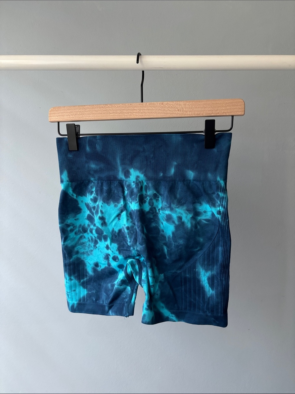 Tie-Dye Blue High-Waist Bike Shorts